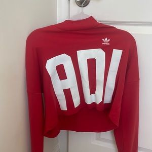 Adidas red cropped long sleeve